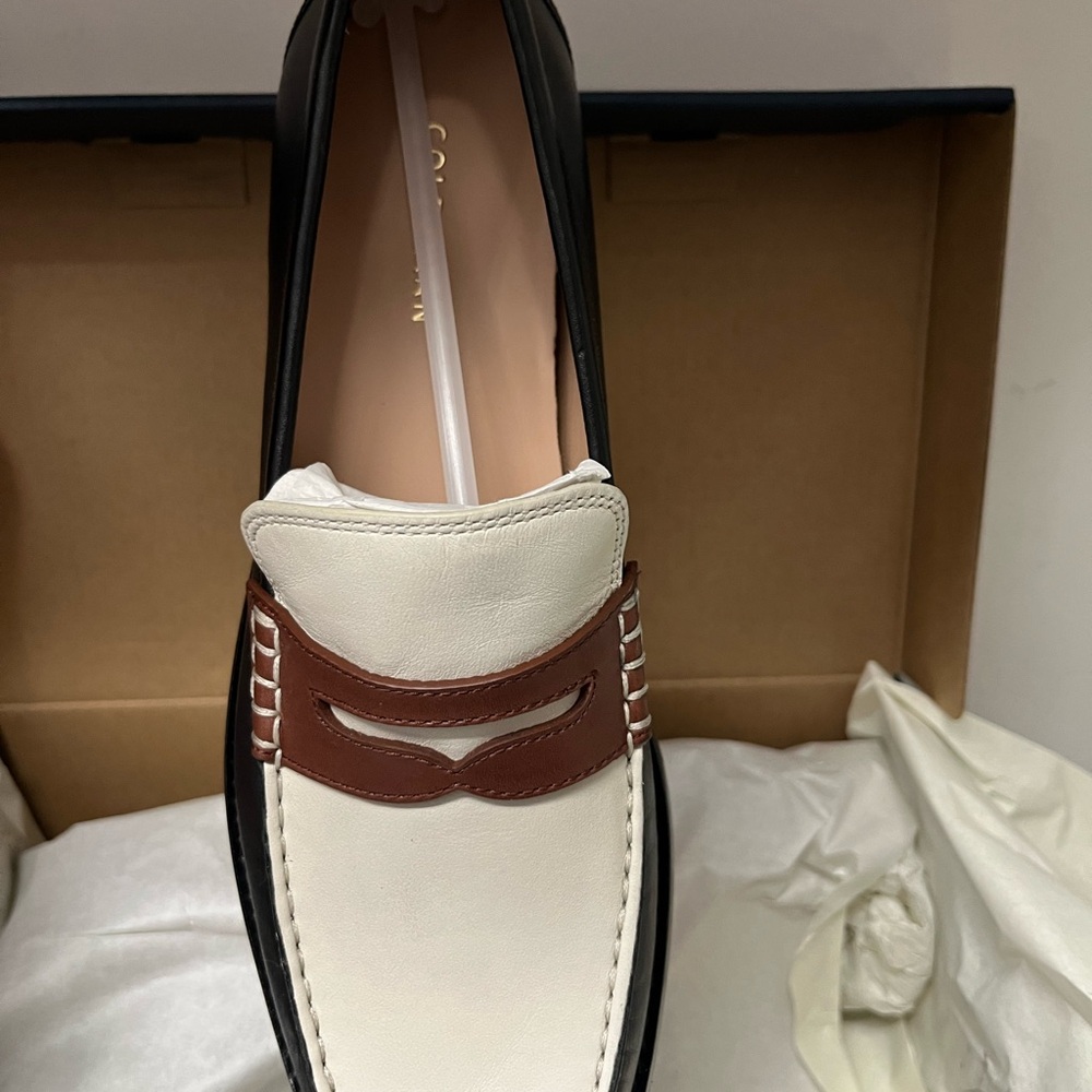 Women’s CLASSY Cole Haan Black, White, and Brown Loafers